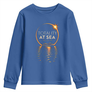 Total Solar Eclipse At Sea 2026 Youth Sweatshirt Totality Eclipse Cruise TS11 Royal Blue Print Your Wear