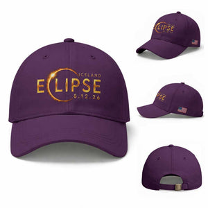 Iceland Eclipse 2026 Baseball Cap August 12 26 Solar Eclipse Totality TS11 Baseball Cap Universal Fit Purple Print Your Wear