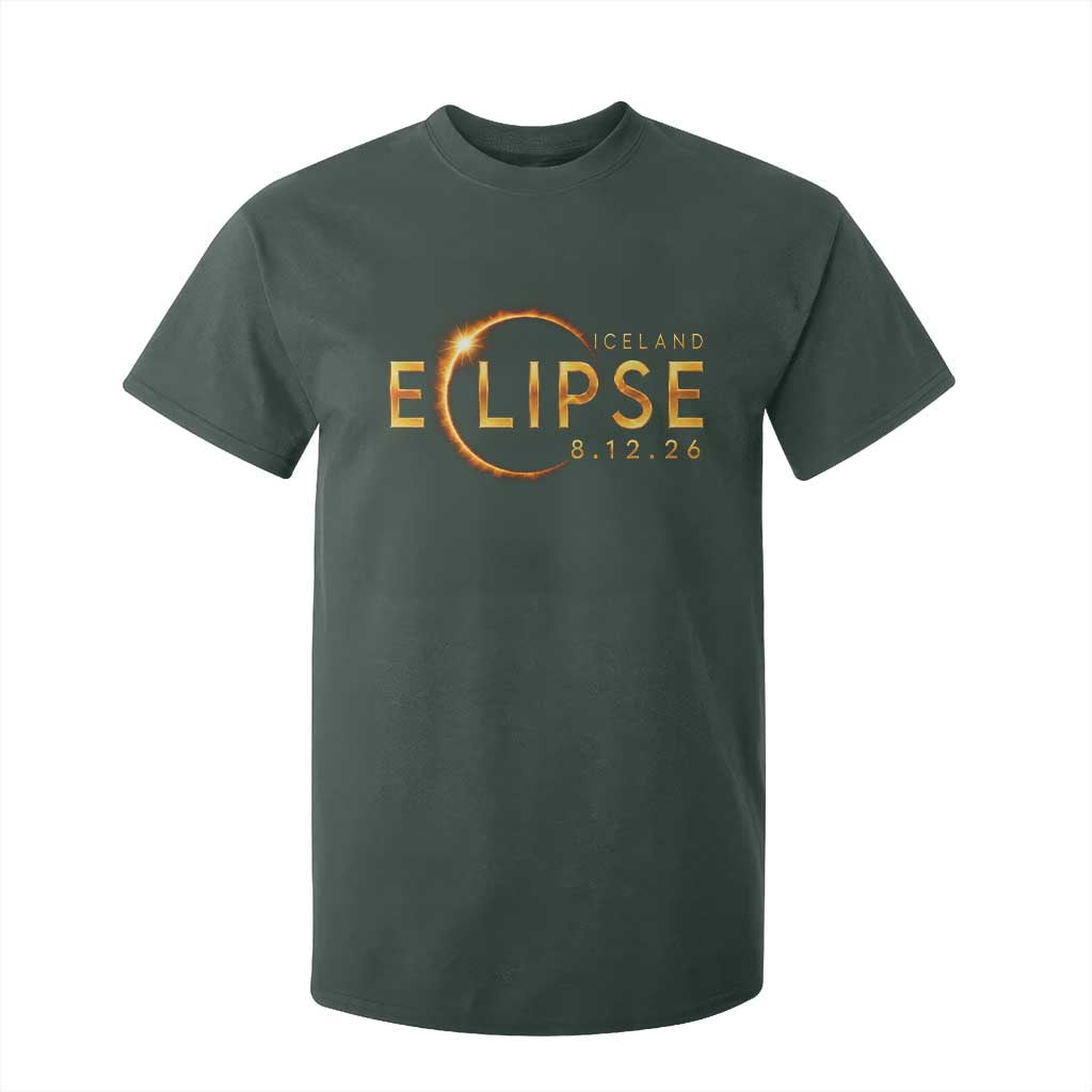 Iceland Eclipse 2026 T Shirt For Kid August 12 26 Solar Eclipse Totality TS11 Dark Forest Green Print Your Wear