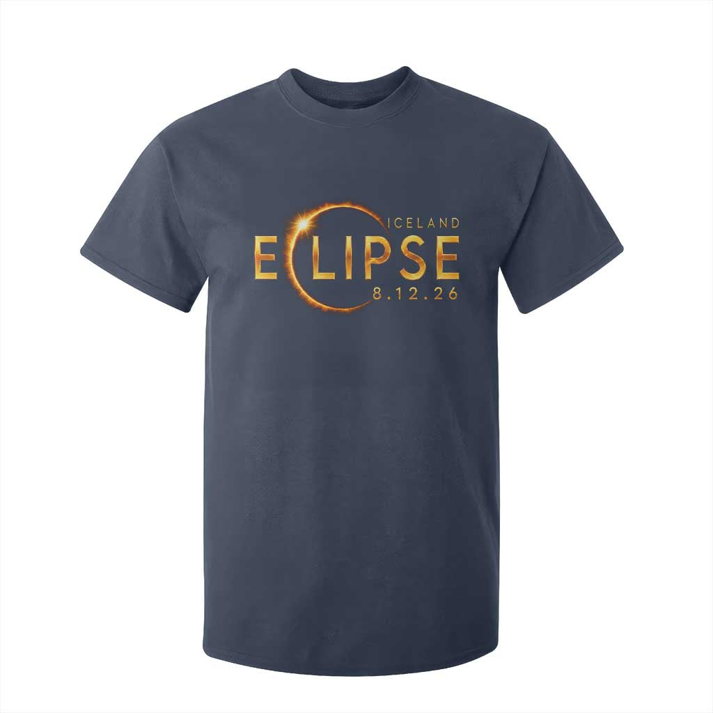 Iceland Eclipse 2026 T Shirt For Kid August 12 26 Solar Eclipse Totality TS11 Navy Print Your Wear