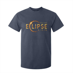 Iceland Eclipse 2026 T Shirt For Kid August 12 26 Solar Eclipse Totality TS11 Navy Print Your Wear