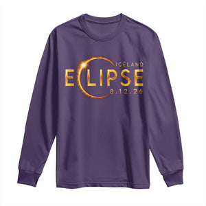 Iceland Eclipse 2026 Long Sleeve Shirt August 12 26 Solar Eclipse Totality TS11 Purple Print Your Wear