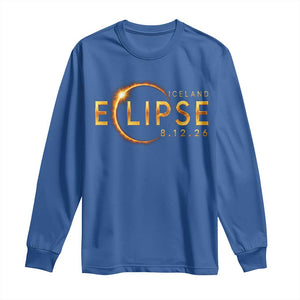 Iceland Eclipse 2026 Long Sleeve Shirt August 12 26 Solar Eclipse Totality TS11 Royal Blue Print Your Wear