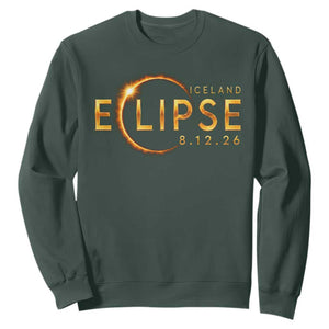 Iceland Eclipse 2026 Sweatshirt August 12 26 Solar Eclipse Totality TS11 Dark Forest Green Print Your Wear