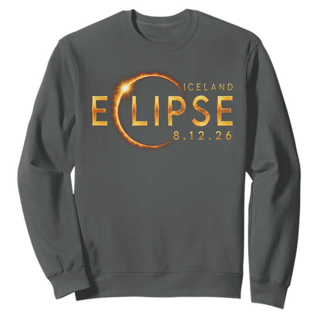 Iceland Eclipse 2026 Sweatshirt August 12 26 Solar Eclipse Totality TS11 Dark Heather Print Your Wear
