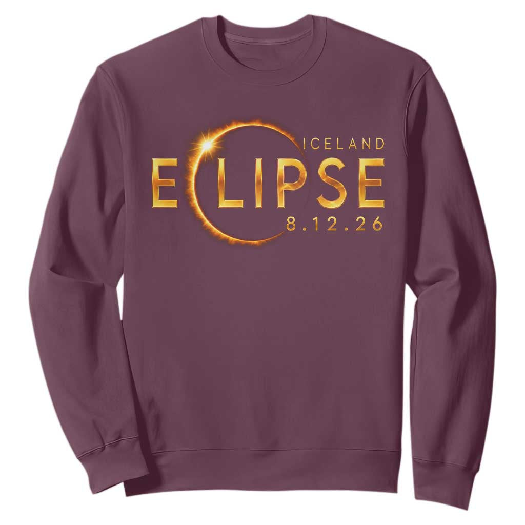 Iceland Eclipse 2026 Sweatshirt August 12 26 Solar Eclipse Totality TS11 Maroon Print Your Wear