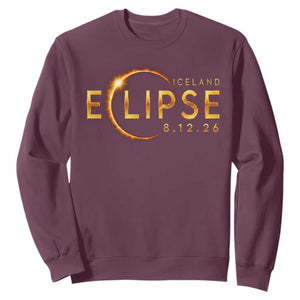 Iceland Eclipse 2026 Sweatshirt August 12 26 Solar Eclipse Totality TS11 Maroon Print Your Wear