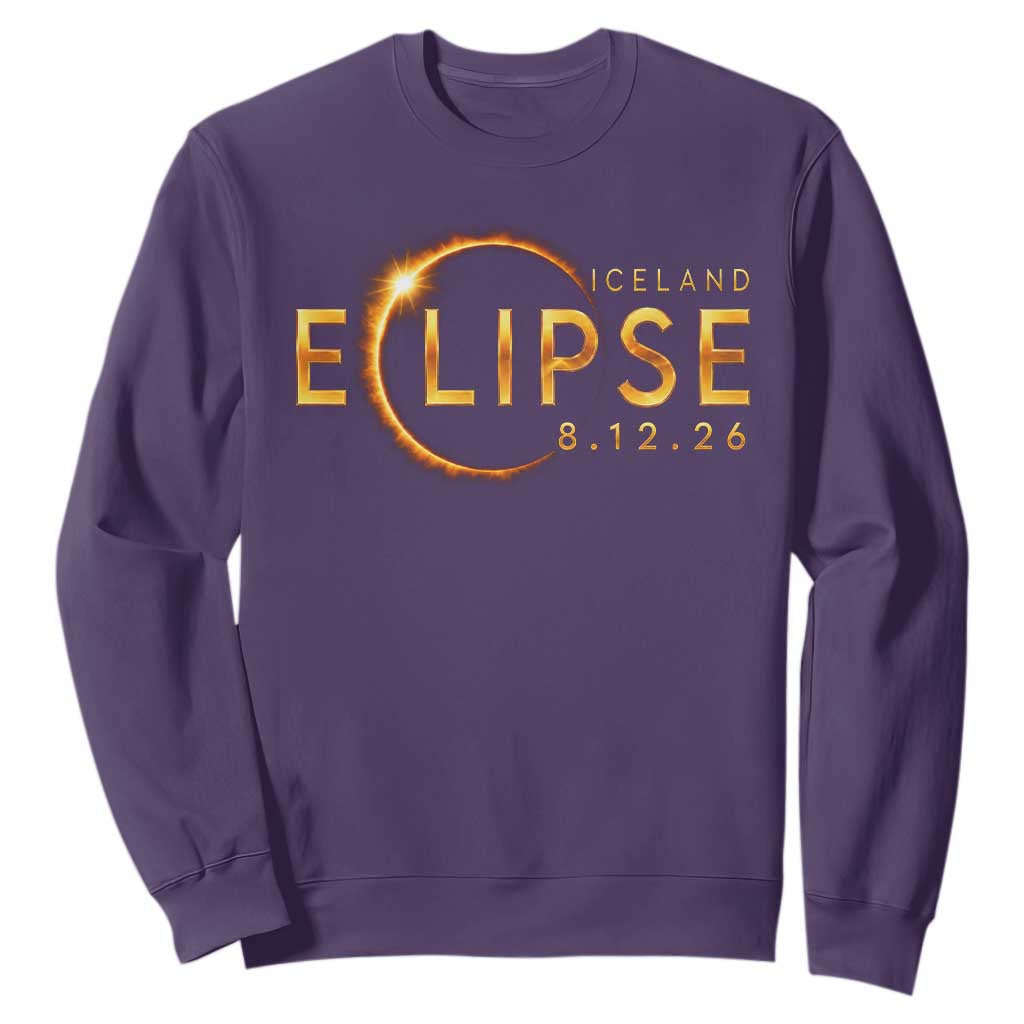 Iceland Eclipse 2026 Sweatshirt August 12 26 Solar Eclipse Totality TS11 Purple Print Your Wear