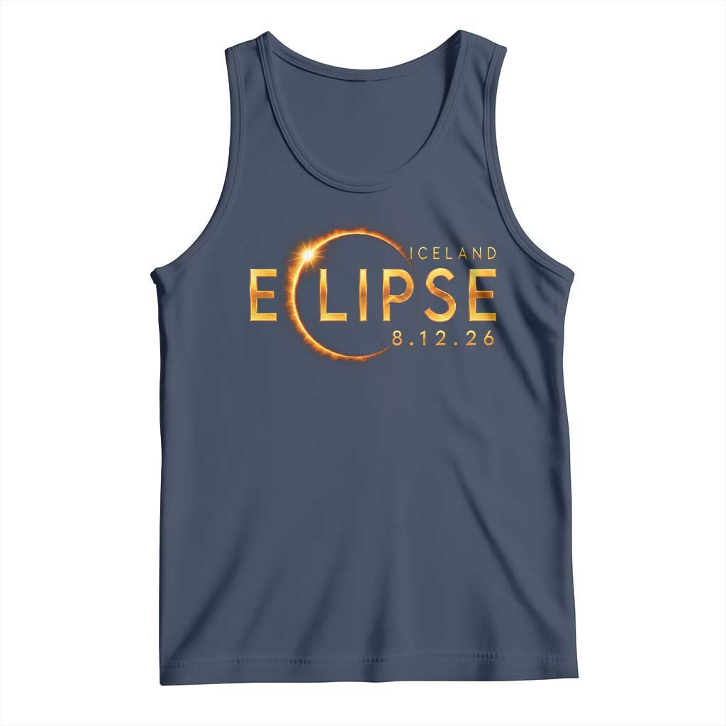 Iceland Eclipse 2026 Tank Top August 12 26 Solar Eclipse Totality TS11 Navy Print Your Wear