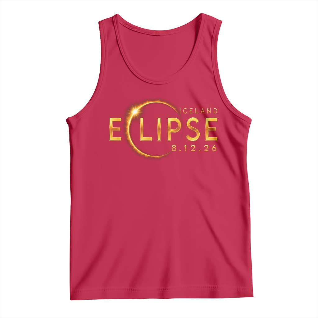 Iceland Eclipse 2026 Tank Top August 12 26 Solar Eclipse Totality TS11 Red Print Your Wear