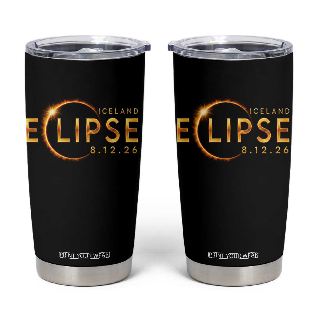 Iceland Eclipse 2026 Tumbler Cup August 12 26 Solar Eclipse Totality TS11 Black Print Your Wear