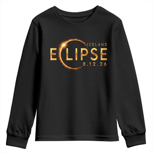 Iceland Eclipse 2026 Youth Sweatshirt August 12 26 Solar Eclipse Totality TS11 Black Print Your Wear