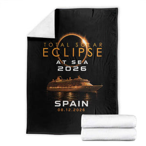 Spain Total Solar Eclipse 2026 At Sea Cruise Throw Blanket TS11 Black Print Your Wear