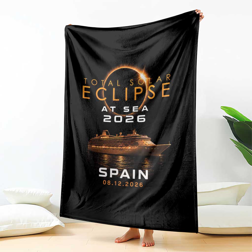 Spain Total Solar Eclipse 2026 At Sea Cruise Throw Blanket TS11 Print Your Wear