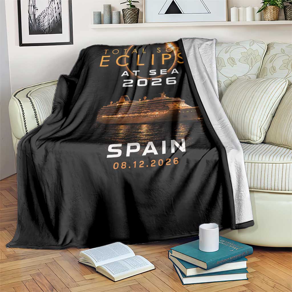 Spain Total Solar Eclipse 2026 At Sea Cruise Throw Blanket TS11 Print Your Wear
