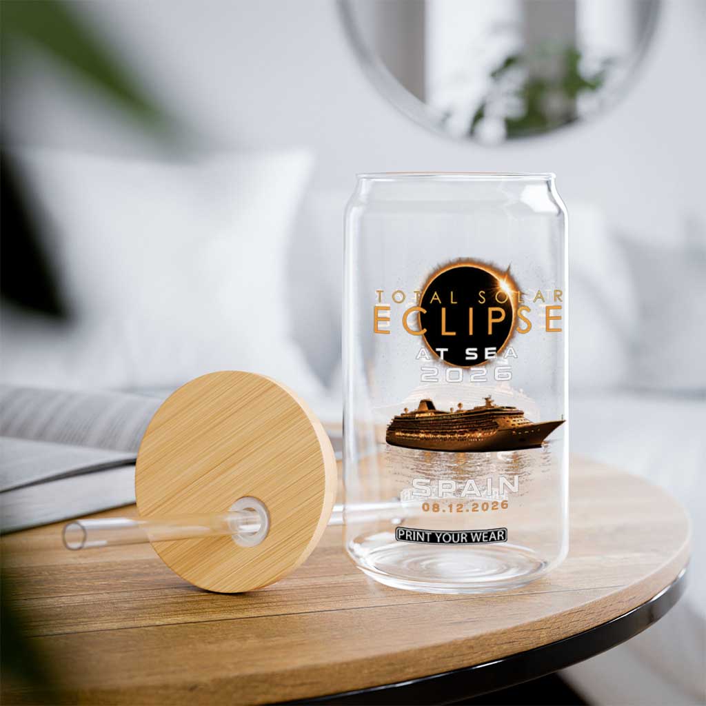 Spain Total Solar Eclipse 2026 At Sea Cruise Glass Can TS11 Print Your Wear