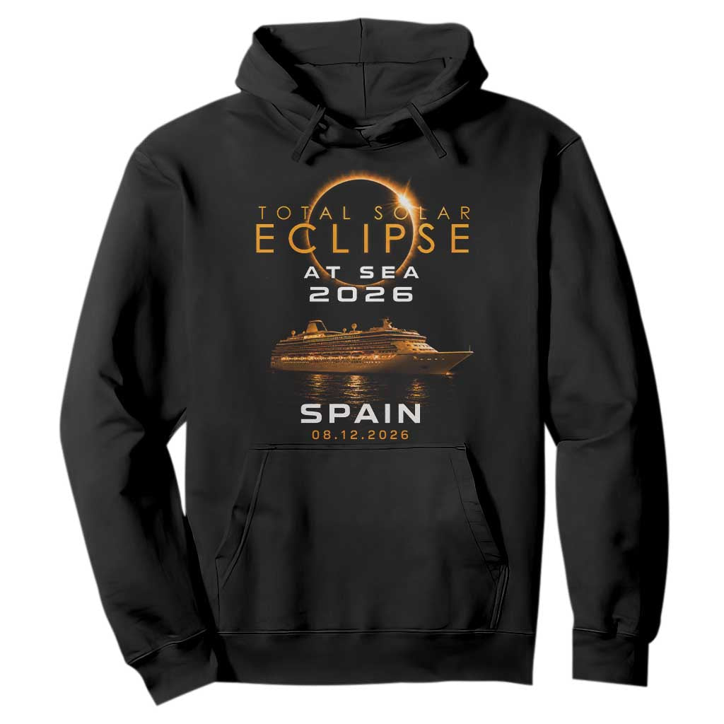 Spain Total Solar Eclipse 2026 At Sea Cruise Hoodie TS11 Black Print Your Wear