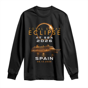 Spain Total Solar Eclipse 2026 At Sea Cruise Long Sleeve Shirt TS11 Black Print Your Wear