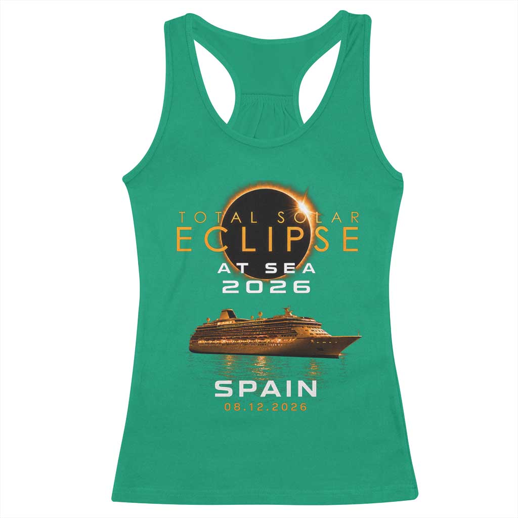 Spain Total Solar Eclipse 2026 At Sea Cruise Racerback Tank Top TS11 Irish Green Print Your Wear
