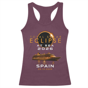 Spain Total Solar Eclipse 2026 At Sea Cruise Racerback Tank Top TS11 Maroon Print Your Wear