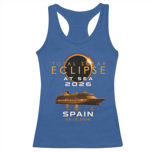 Spain Total Solar Eclipse 2026 At Sea Cruise Racerback Tank Top TS11 Royal Blue Print Your Wear