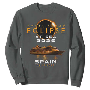 Spain Total Solar Eclipse 2026 At Sea Cruise Sweatshirt TS11 Dark Heather Print Your Wear