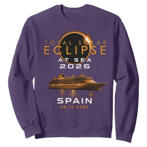 Spain Total Solar Eclipse 2026 At Sea Cruise Sweatshirt TS11 Purple Print Your Wear