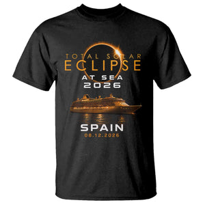 Spain Total Solar Eclipse 2026 At Sea Cruise T Shirt TS11 Black Print Your Wear