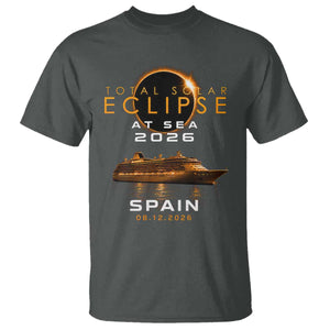Spain Total Solar Eclipse 2026 At Sea Cruise T Shirt TS11 Dark Heather Print Your Wear