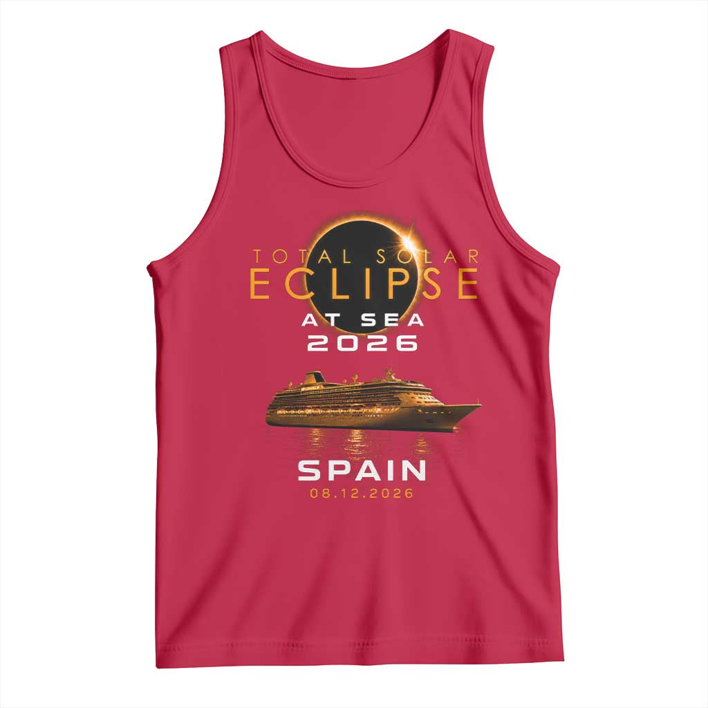 Spain Total Solar Eclipse 2026 At Sea Cruise Tank Top TS11 Red Print Your Wear