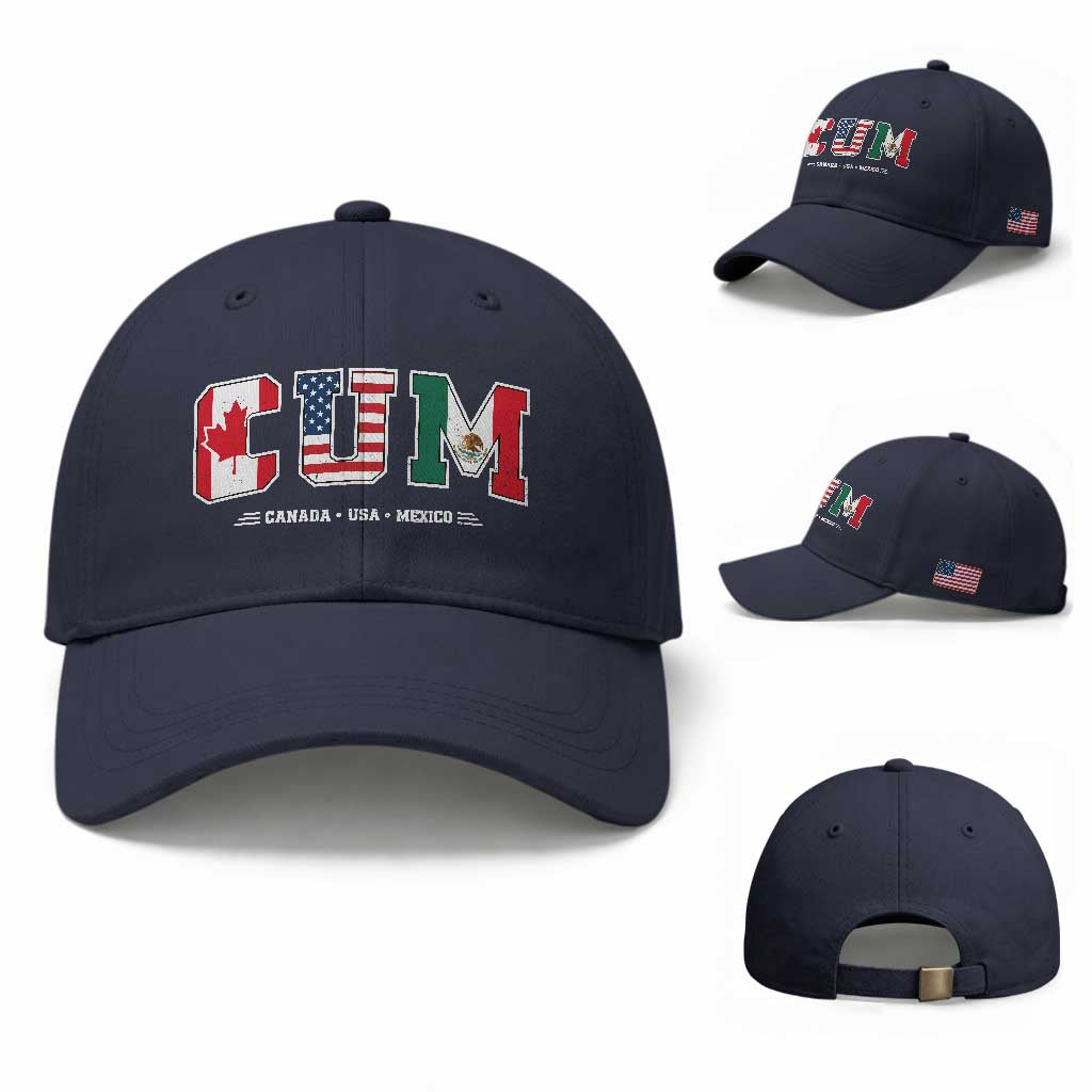 CUM Canada USA Mexico Patriotic Soccer Fans Baseball Cap TS11 Baseball Cap Universal Fit Navy Print Your Wear