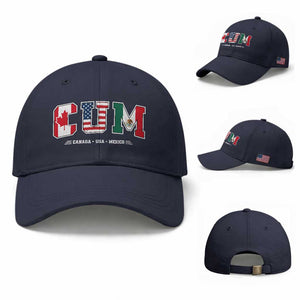 CUM Canada USA Mexico Patriotic Soccer Fans Baseball Cap TS11 Baseball Cap Universal Fit Navy Print Your Wear