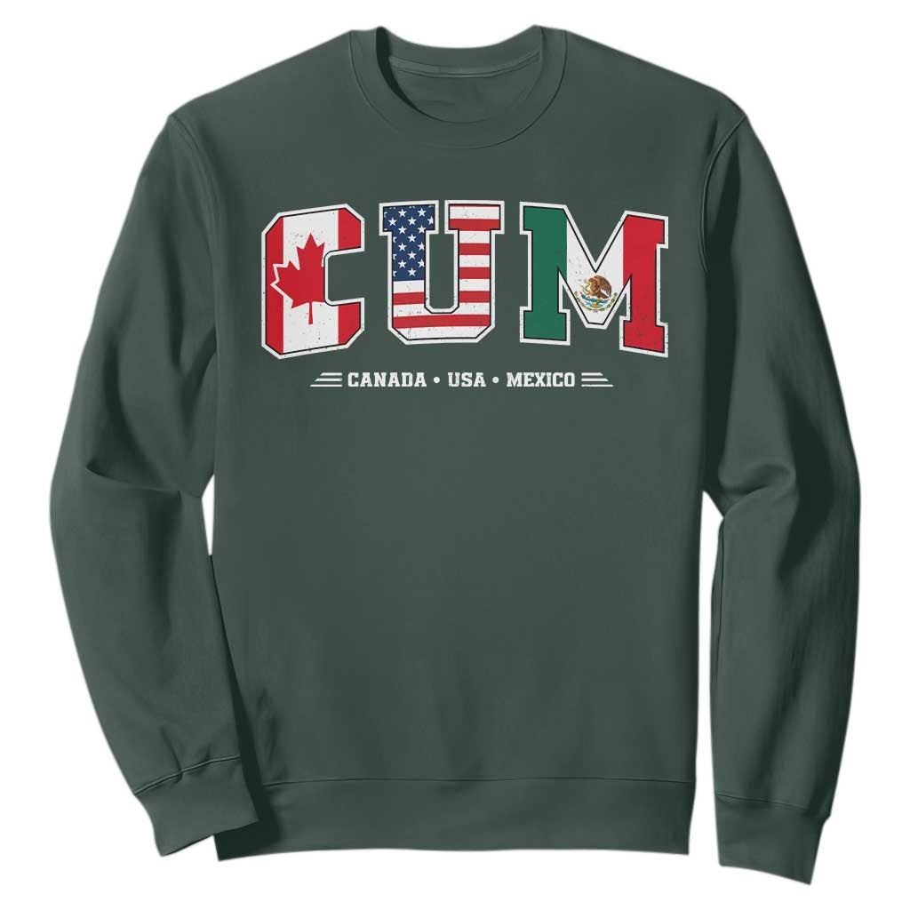 CUM Canada USA Mexico Patriotic Soccer Fans Sweatshirt TS11 Dark Forest Green Print Your Wear