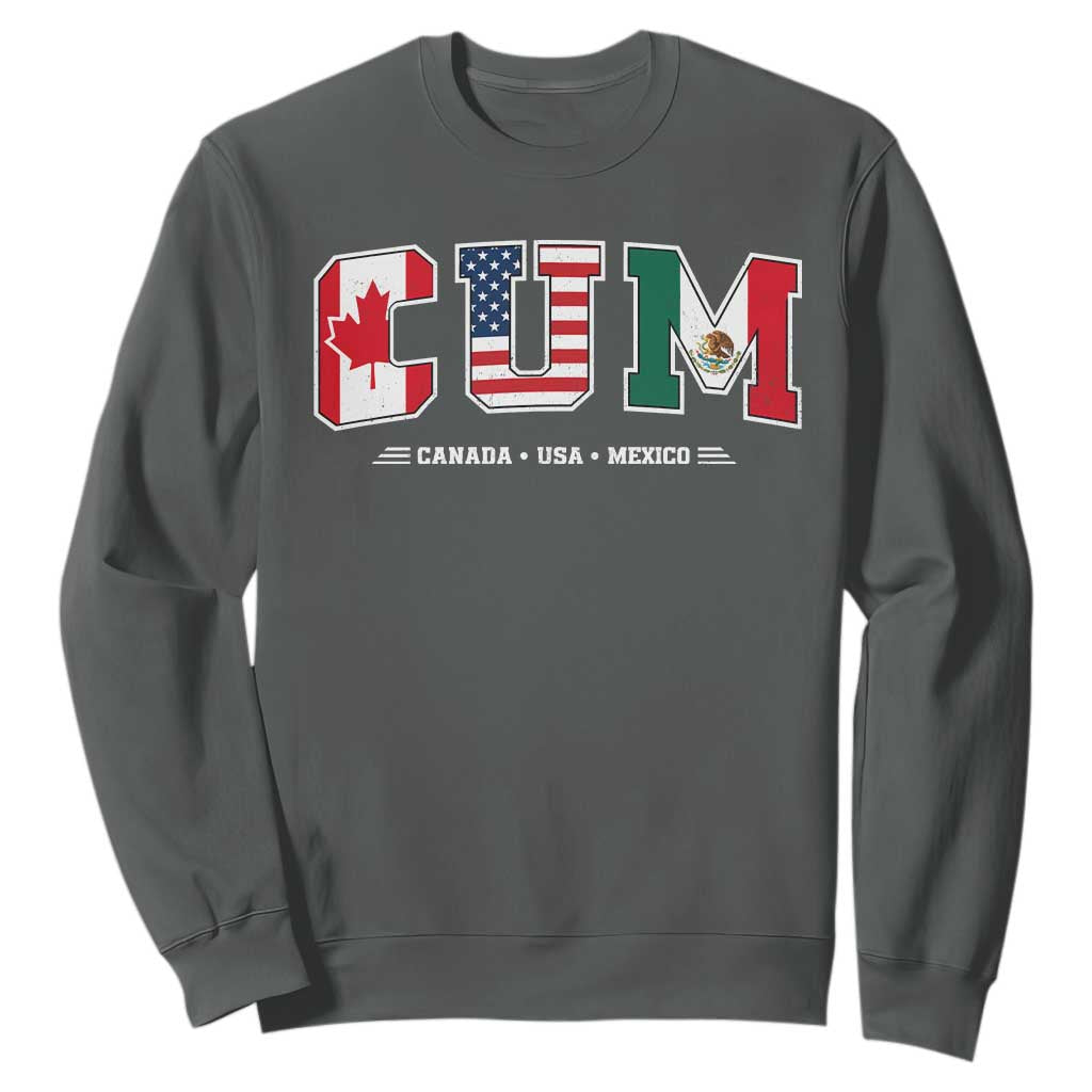 CUM Canada USA Mexico Patriotic Soccer Fans Sweatshirt TS11 Dark Heather Print Your Wear