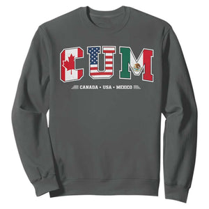 CUM Canada USA Mexico Patriotic Soccer Fans Sweatshirt TS11 Dark Heather Print Your Wear