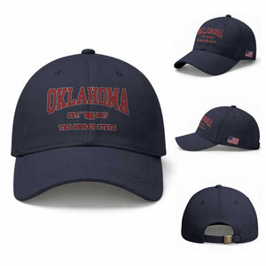 Oklahoma Sports Throwback Design Jersey Style Baseball Cap TS11 Baseball Cap Universal Fit Navy Print Your Wear