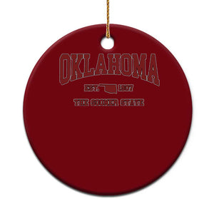 Oklahoma The Sooner State Sports Throwback Design Jersey Style Ceramic Ornament TS11 1pc Red Print Your Wear