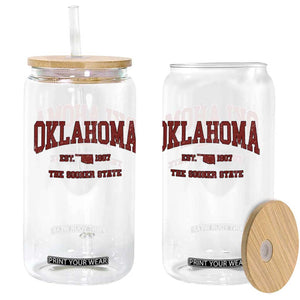 Oklahoma Sports Throwback Design Jersey Style Glass Can TS11 Print Your Wear