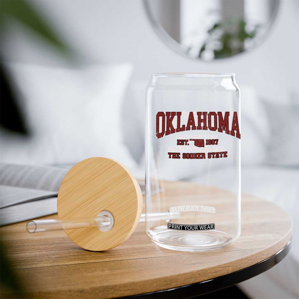 Oklahoma Sports Throwback Design Jersey Style Glass Can TS11 Print Your Wear