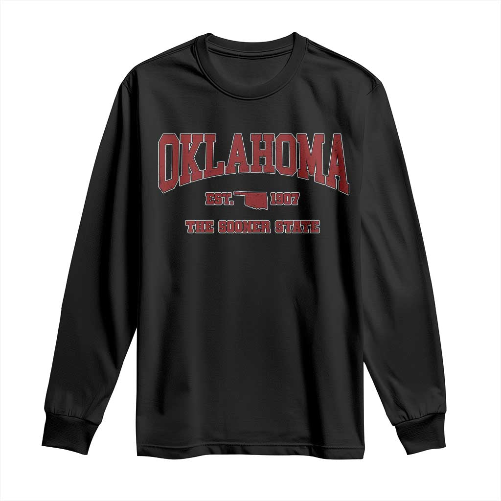 Oklahoma The Sooner State Sports Throwback Design Jersey Style Long Sleeve Shirt TS11 Black Print Your Wear