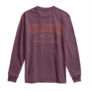 Oklahoma The Sooner State Sports Throwback Design Jersey Style Long Sleeve Shirt TS11 Maroon Print Your Wear