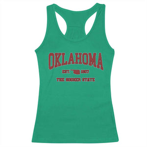 Oklahoma The Sooner State Sports Throwback Design Jersey Style Racerback Tank Top TS11 Irish Green Print Your Wear