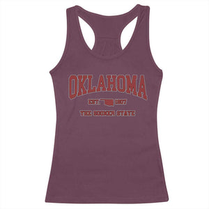 Oklahoma The Sooner State Sports Throwback Design Jersey Style Racerback Tank Top TS11 Maroon Print Your Wear