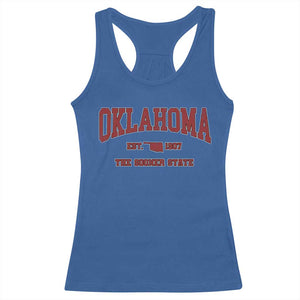 Oklahoma The Sooner State Sports Throwback Design Jersey Style Racerback Tank Top TS11 Royal Blue Print Your Wear