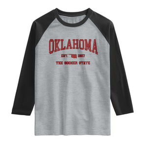 Oklahoma Sports Throwback Design Jersey Style Raglan Shirt TS11 Heather Gray Black Print Your Wear