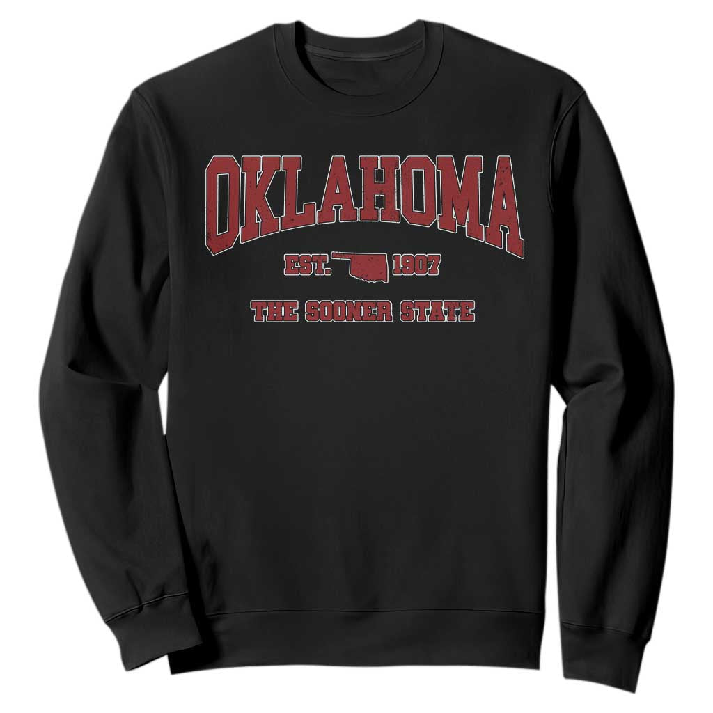 Oklahoma The Sooner State Sports Throwback Design Jersey Style Sweatshirt TS11 Black Print Your Wear