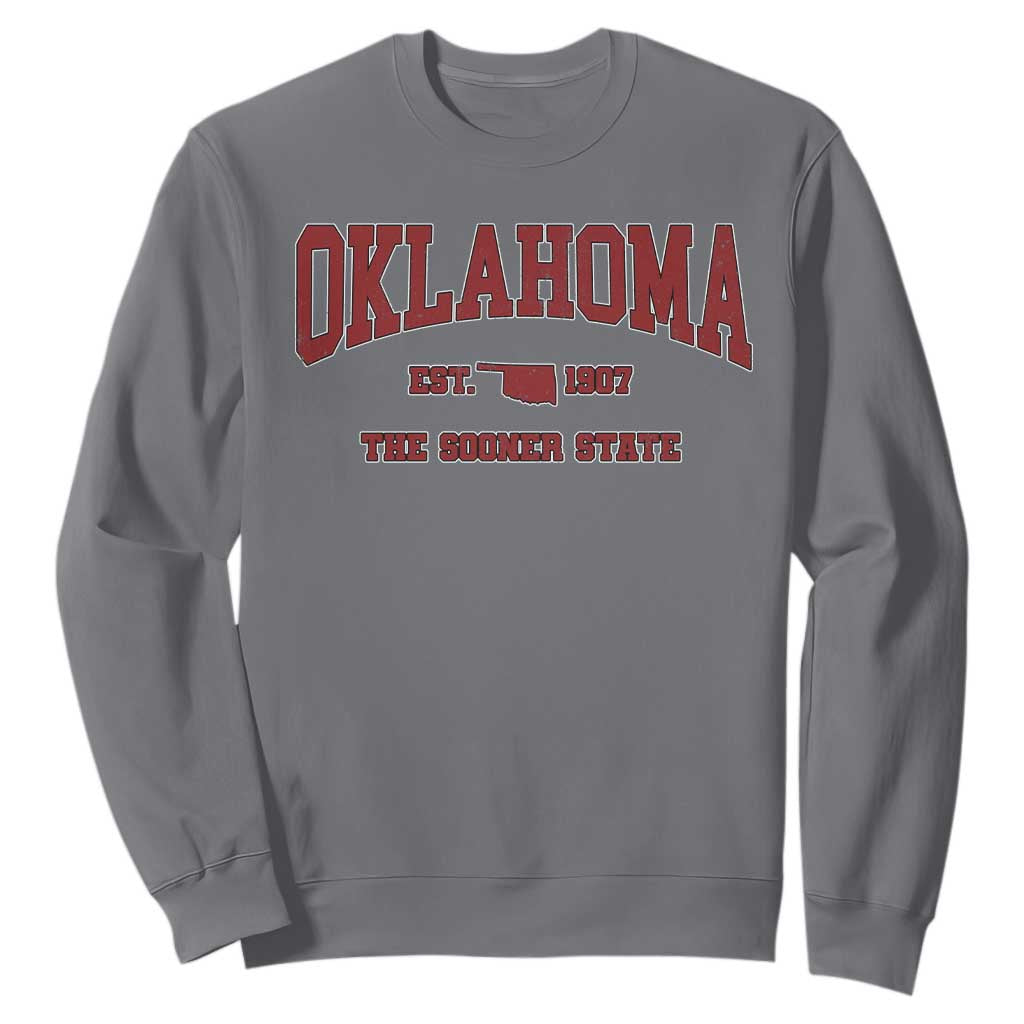 Oklahoma The Sooner State Sports Throwback Design Jersey Style Sweatshirt TS11 Charcoal Print Your Wear