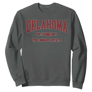 Oklahoma The Sooner State Sports Throwback Design Jersey Style Sweatshirt TS11 Dark Heather Print Your Wear