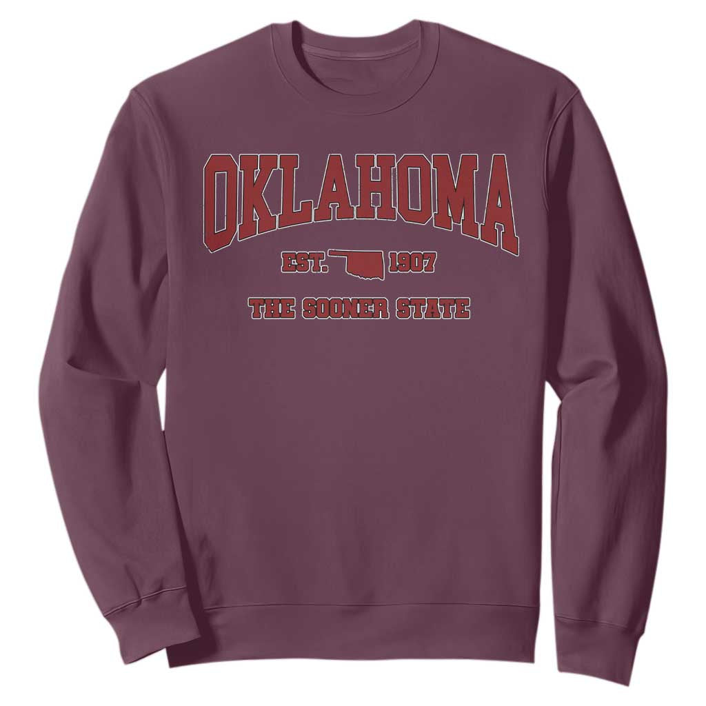 Oklahoma The Sooner State Sports Throwback Design Jersey Style Sweatshirt TS11 Maroon Print Your Wear