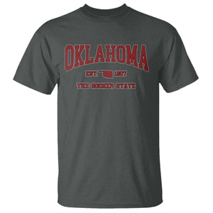 Oklahoma The Sooner State Sports Throwback Design Jersey Style T Shirt TS11 Dark Heather Print Your Wear
